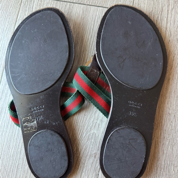 Gucci Dark Brown Sandals with Signature Green and Red Straps Authentic. - Picture 13 of 16